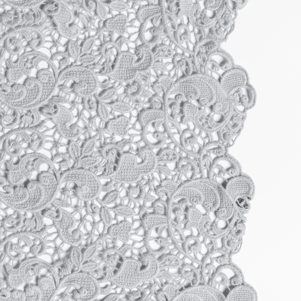 Cloud: a close-up of cotton all-over lace with a scalloped edge.
