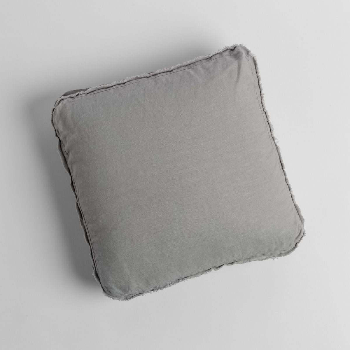 Mineral: midweight linen 18x18 inch throw pillow shot from overhead against a white background.