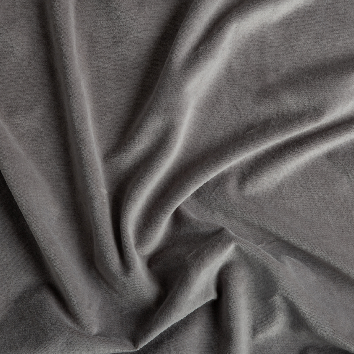 Moonlight: A close up of cotton velvet fabric in moonlight, a saturated, cool, mid-dark grey tone.