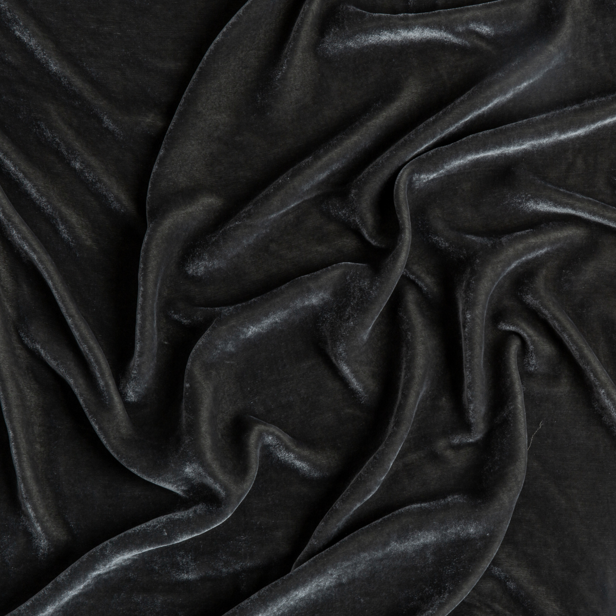 Fog: A close up of silk velvet fabric in fog, a neutral-warm, soft mid-tone grey.
