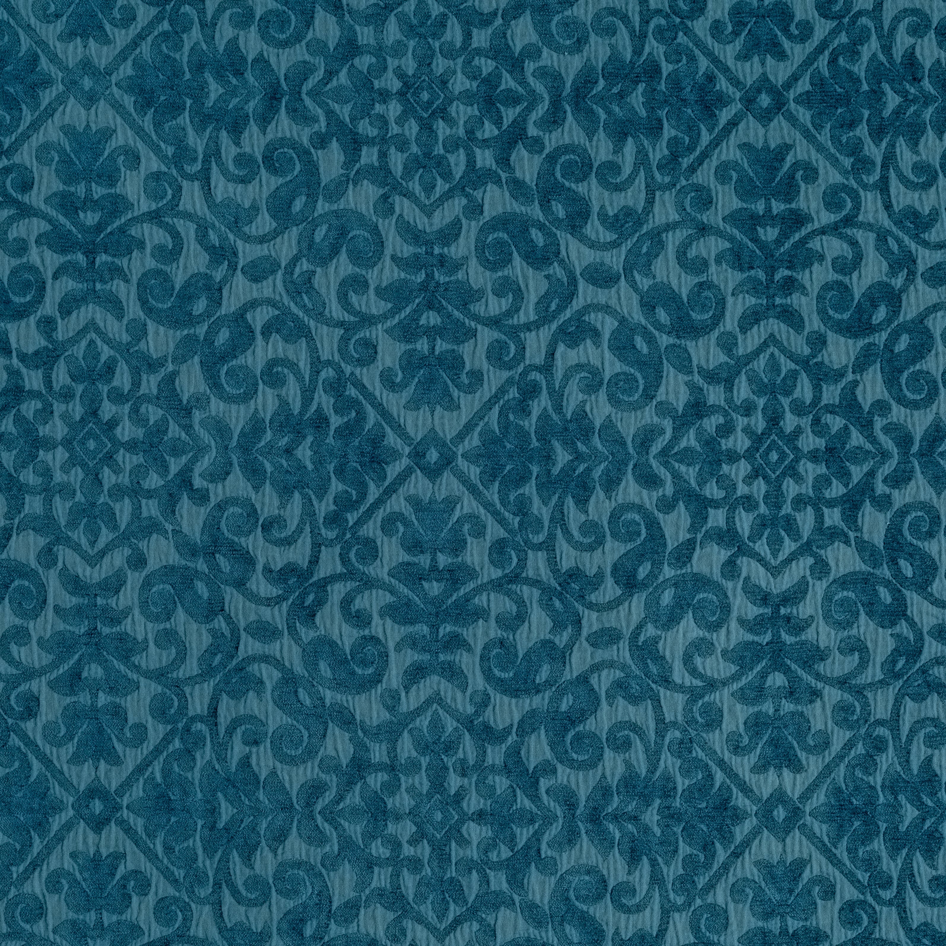 Cenote: A close up of cotton chenille fabric in cenote, a vibrant, ocean-inspired blue-green.