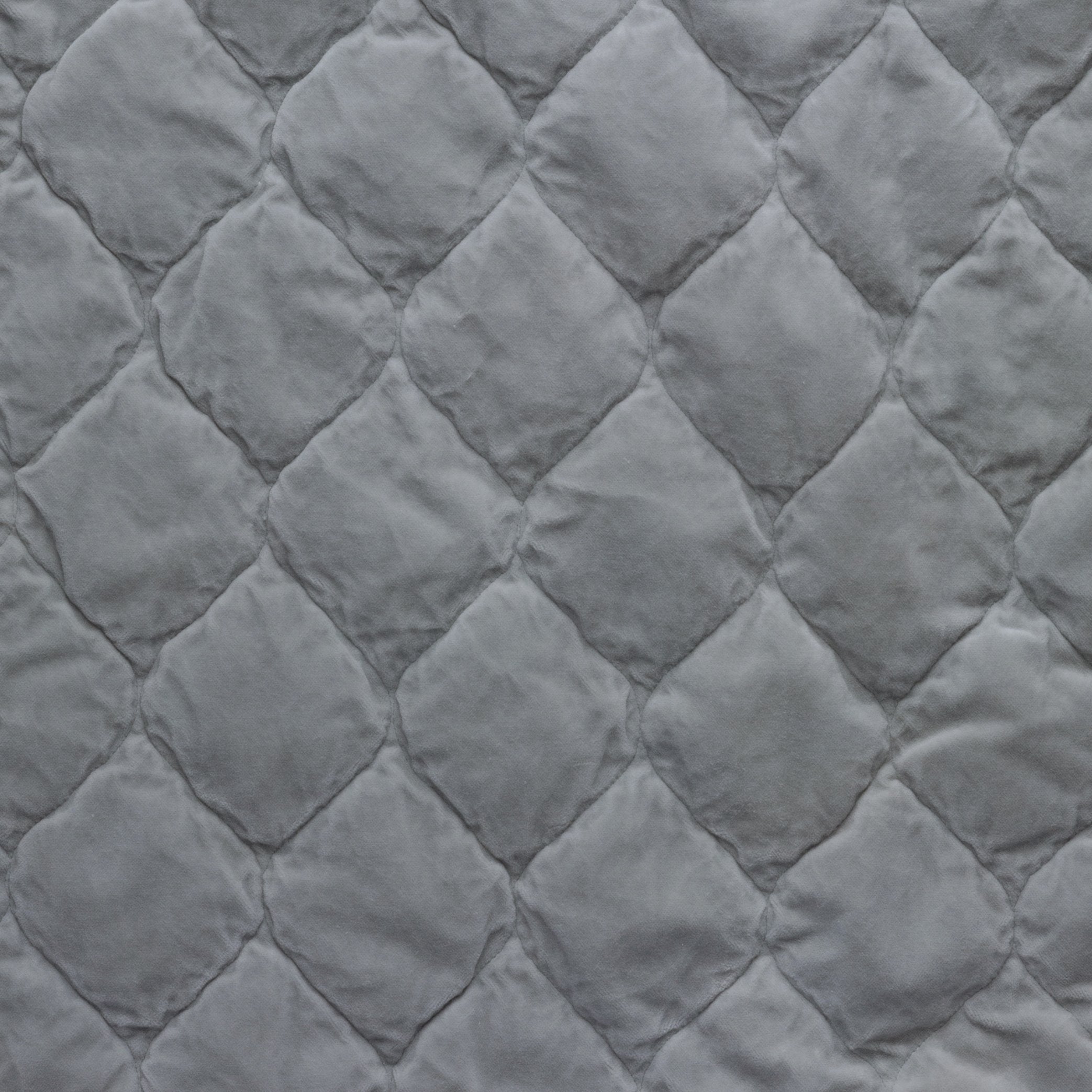 Mineral: Close-up of Harlow cotton velvet quilting in mineral, a soothing seafoam blue with subtle grey-green undertones.