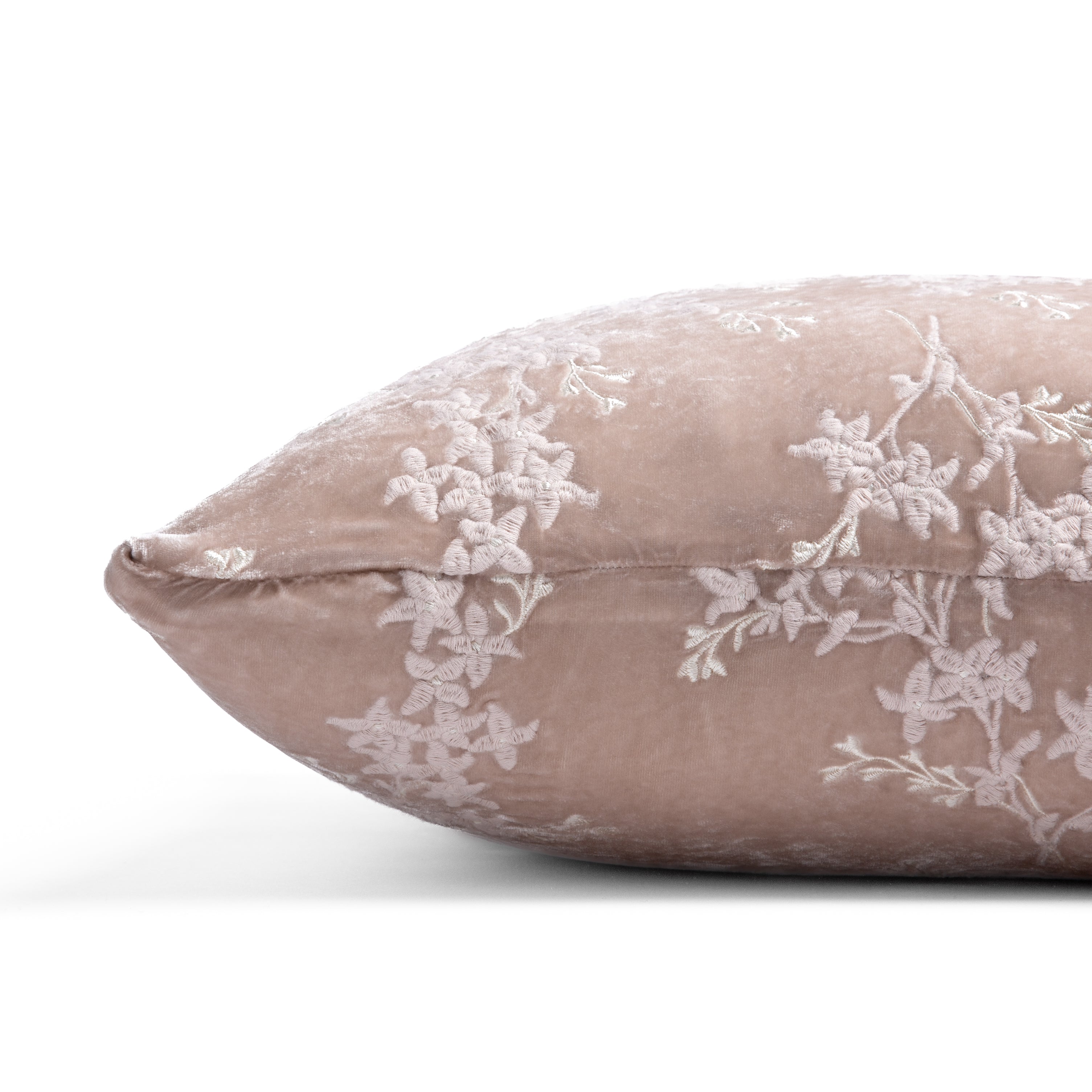 Pearl: side view of pillow showing front and back, straight on against a white background.
