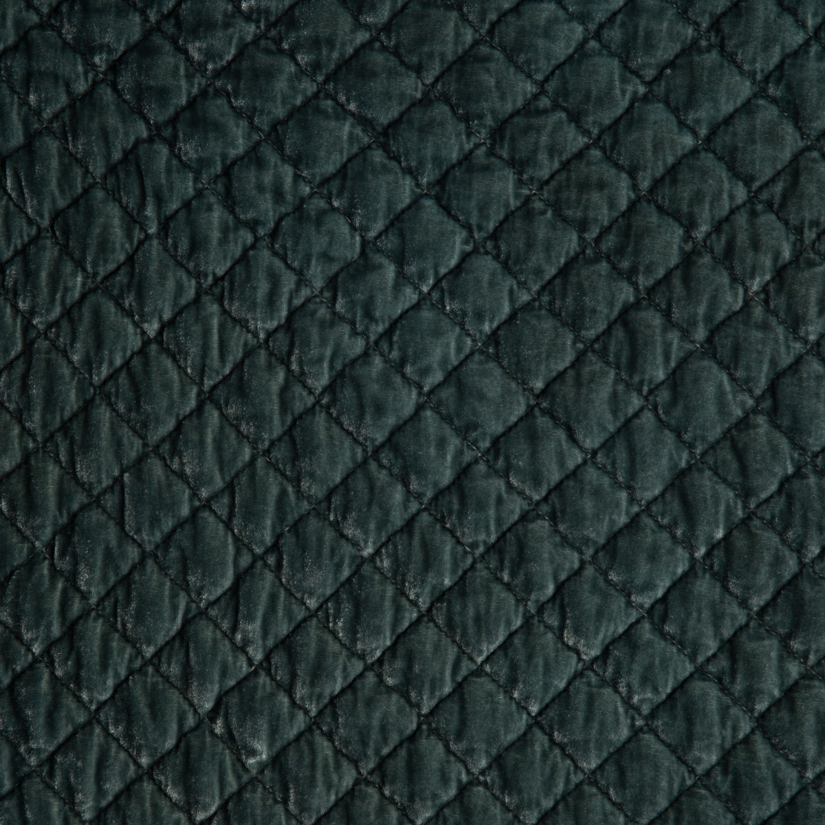 Mineral: Close-up of quilted silk velvet in mineral, a soothing seafoam blue with subtle grey-green undertones.
