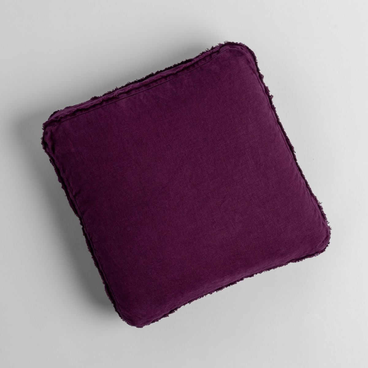 Fig: midweight linen 18x18 inch throw pillow shot from overhead against a white background. 