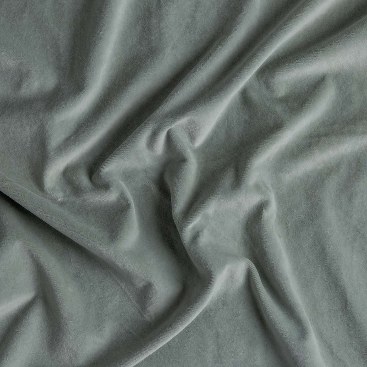 Eucalyptus: A close up of cotton velvet fabric in eucalyptus, a soft light green.