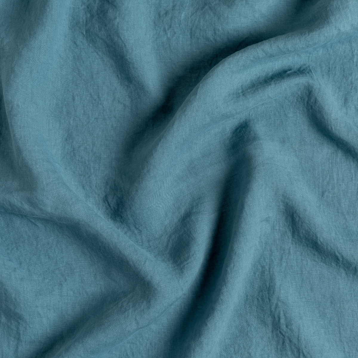 Cenote: A close up of linen fabric in cenote, a vibrant, ocean-inspired blue-green.