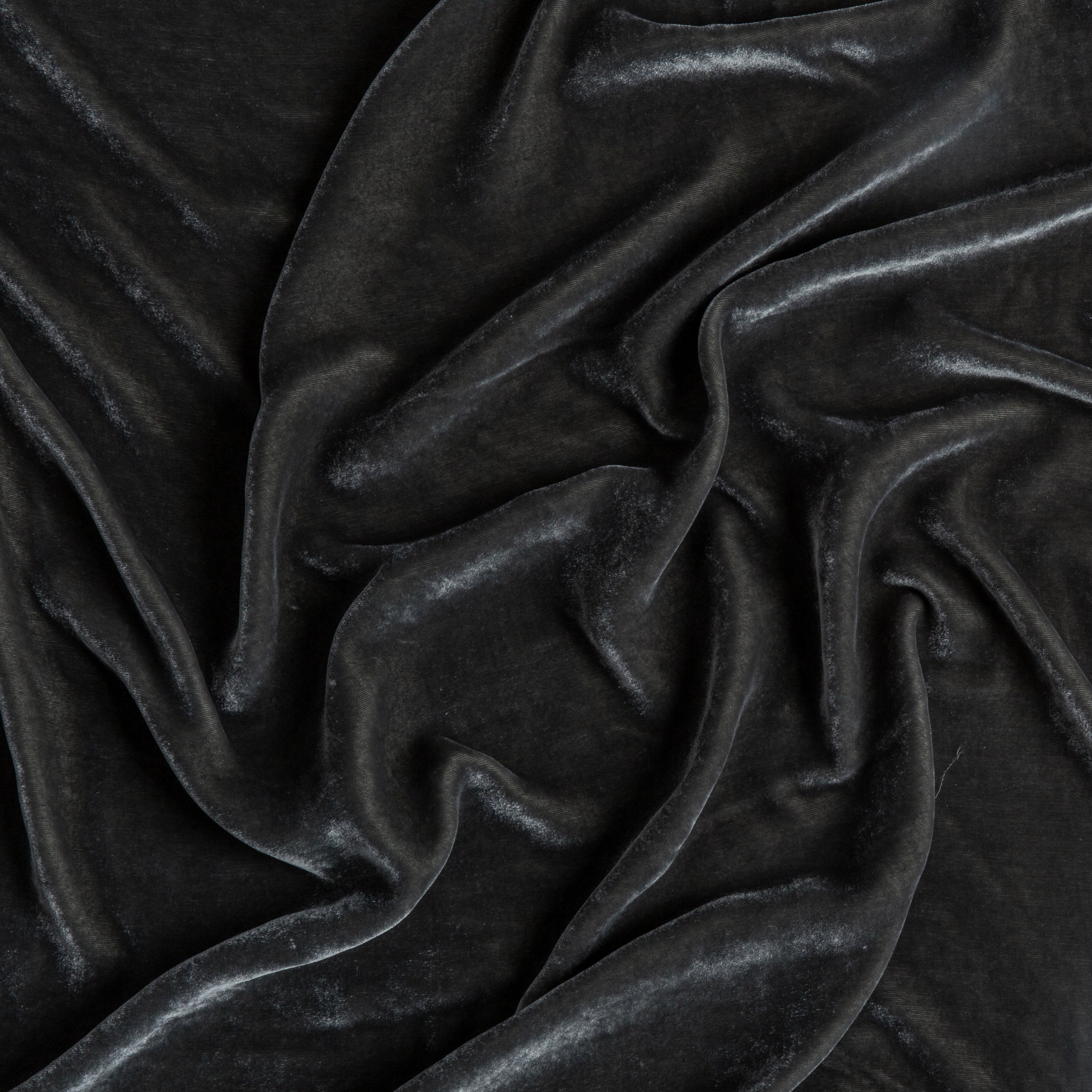Fog: A close up of silk velvet fabric in fog, a neutral-warm, soft mid-tone grey.