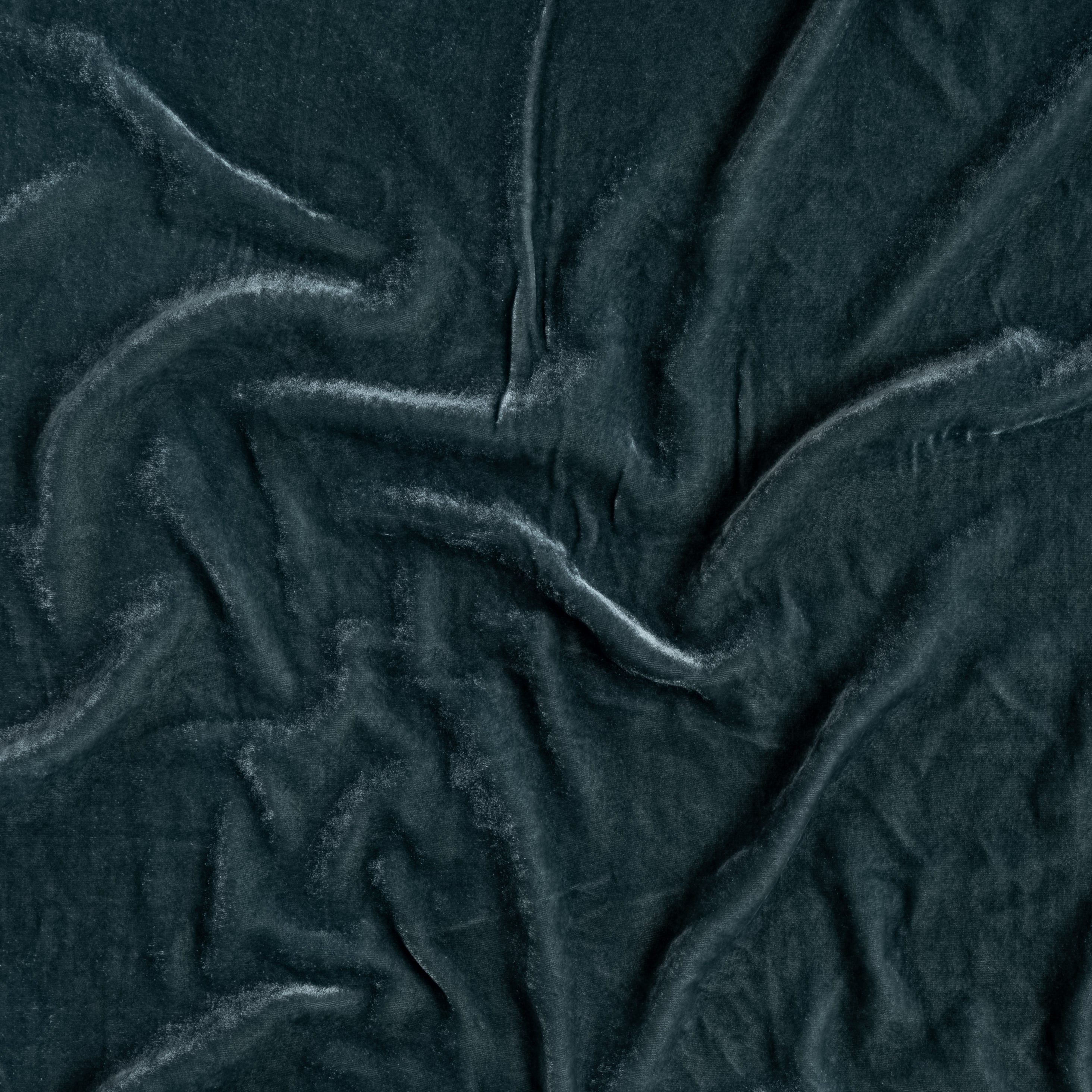 Mineral: A close up of silk velvet fabric in mineral, a soothing seafoam blue with subtle grey-green undertones.