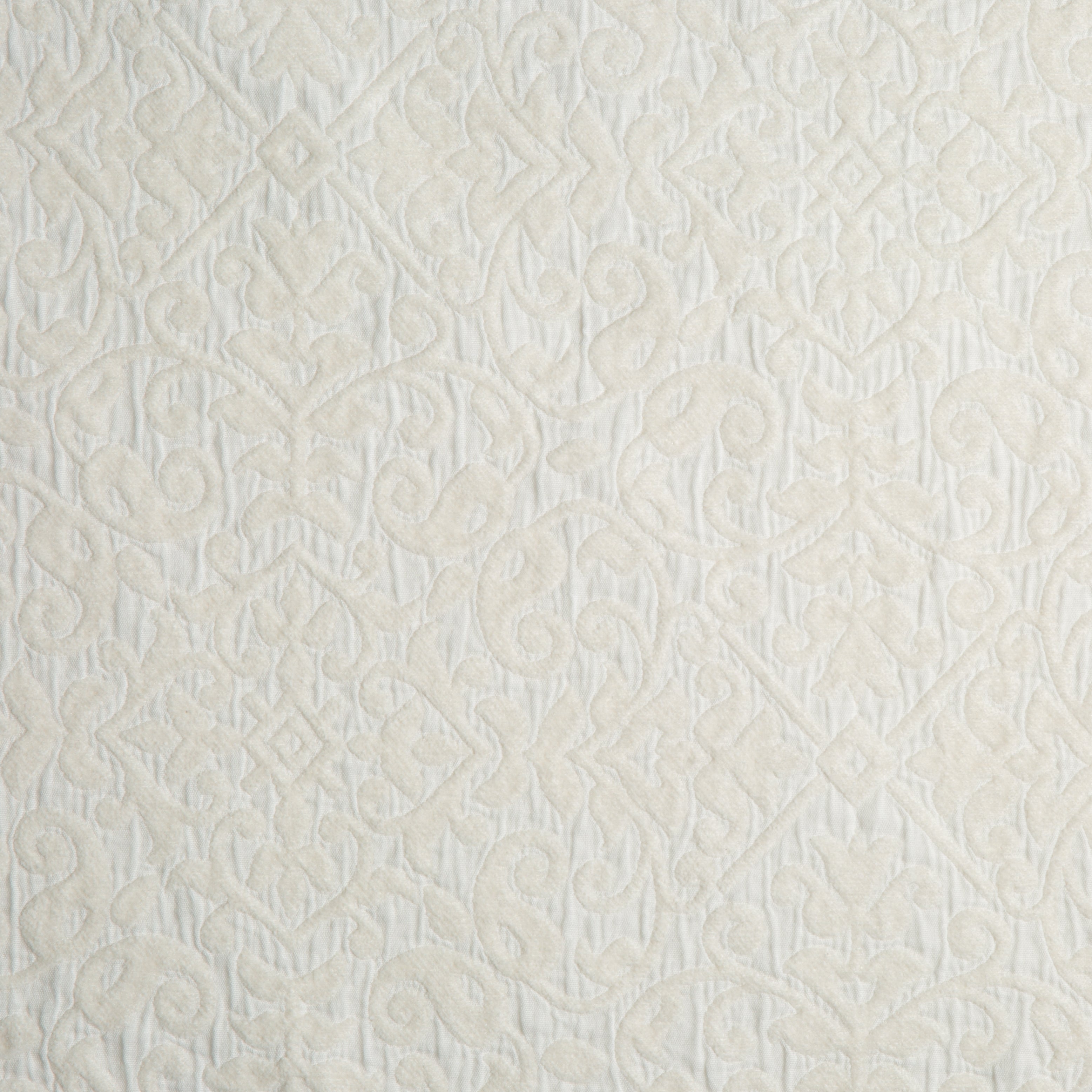 Winter White: A close up of cotton chenille fabric in winter white, softer and warmer in tone than classic white.