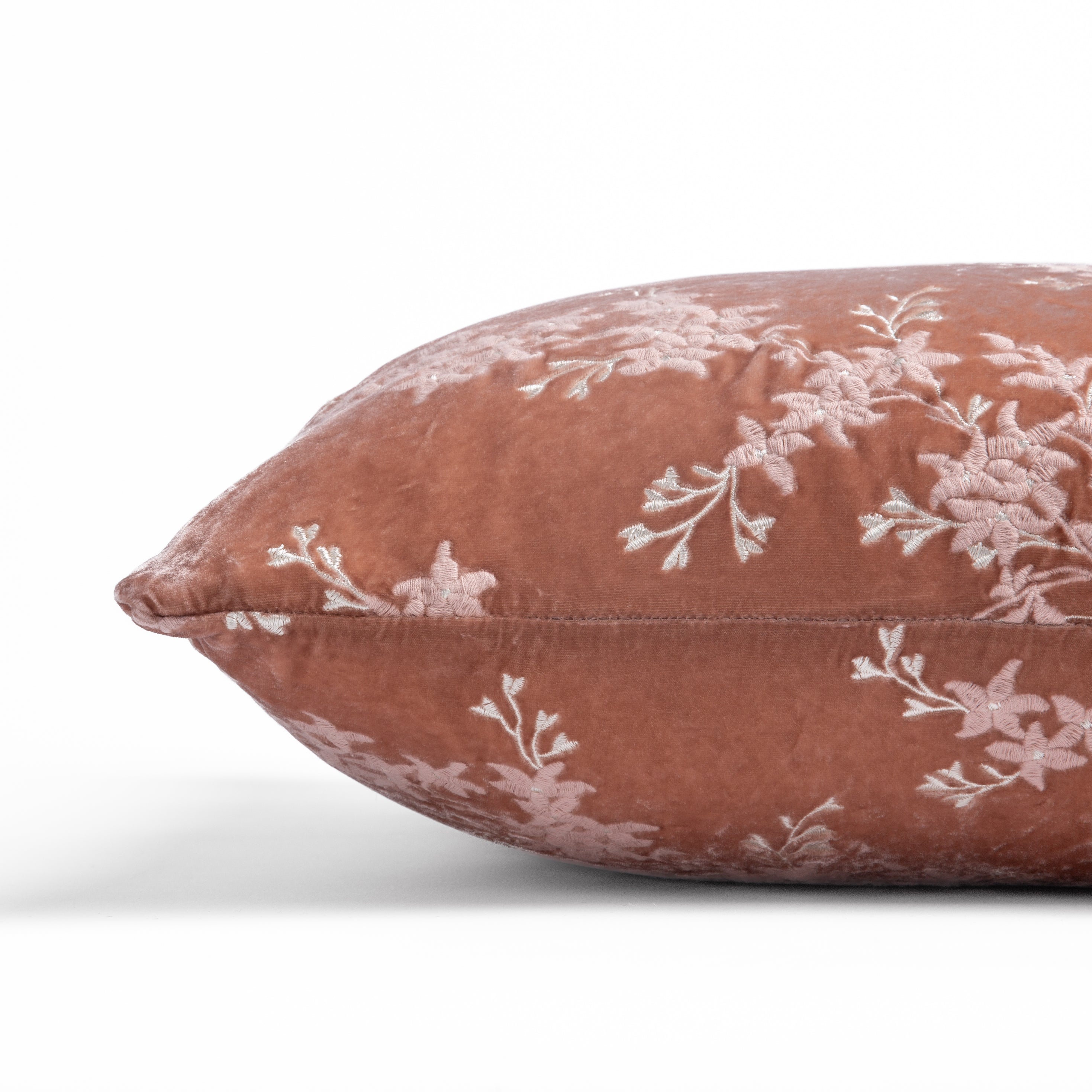 Rouge: side view of pillow showing front and back, straight on against a white background.